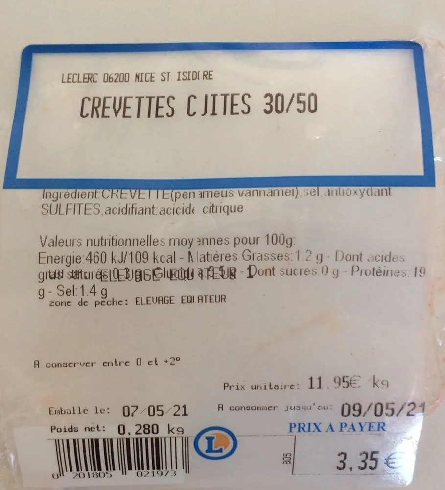 Crevettes cuites
