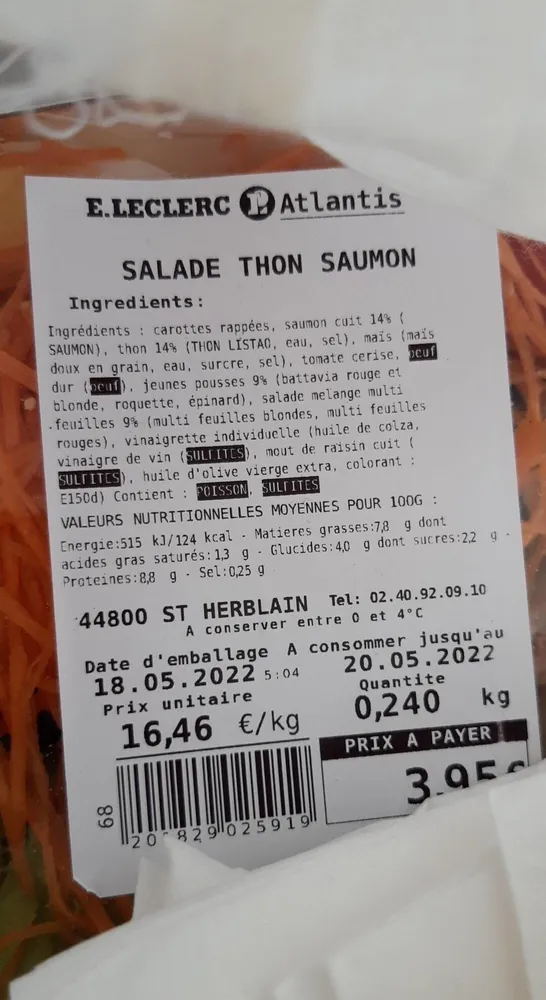 Salade thon saumon