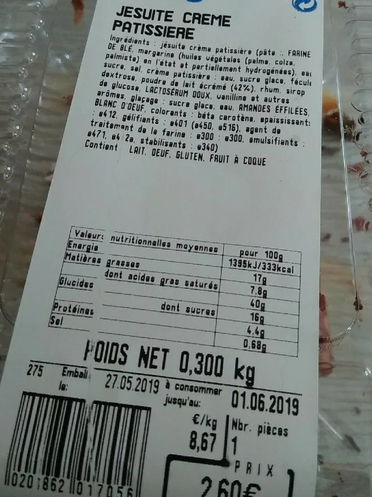 Jésuite crème pâtissière