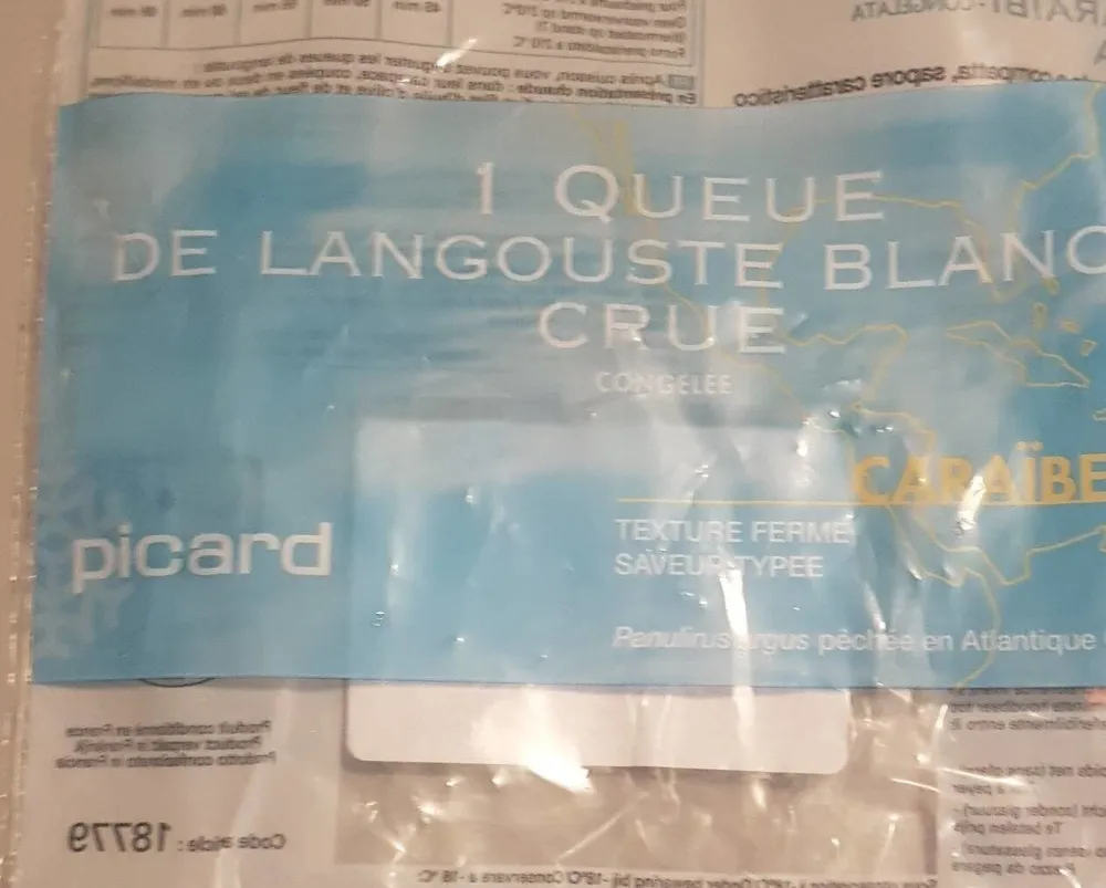 queue de langouste crue congelée