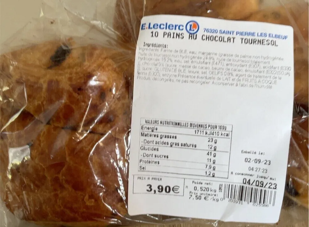 Pain aux chocolat tournesol