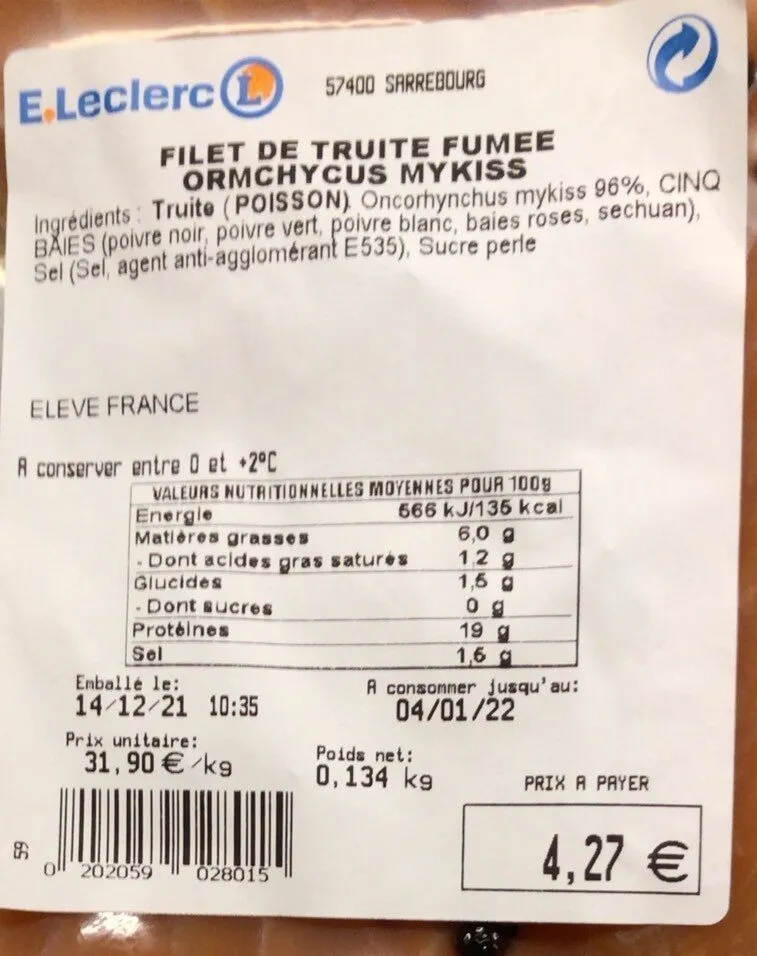 Filet de truite fumée