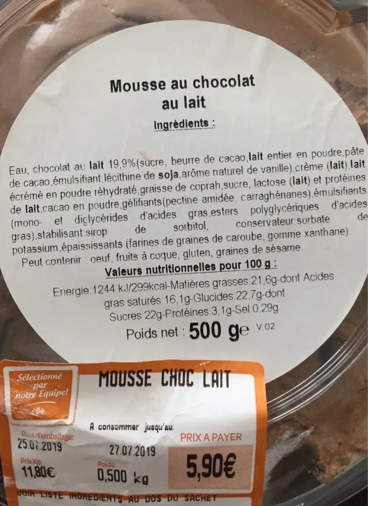 Mousse au chocolat au lait