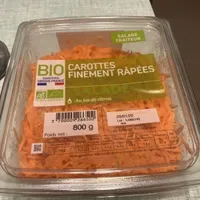 Carottes finement râpées bio