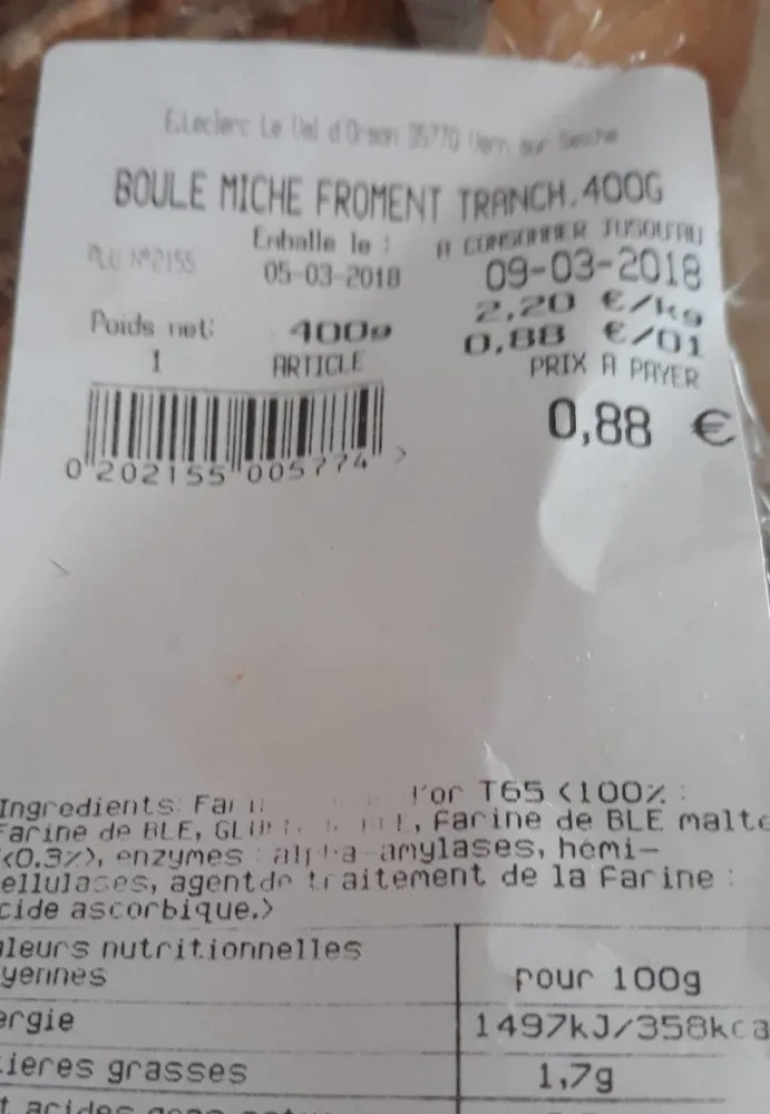 Boule miche froment