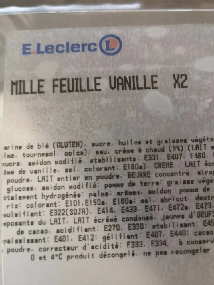 Mille feuille vanille X2
