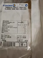 Sandwich poulet crudités