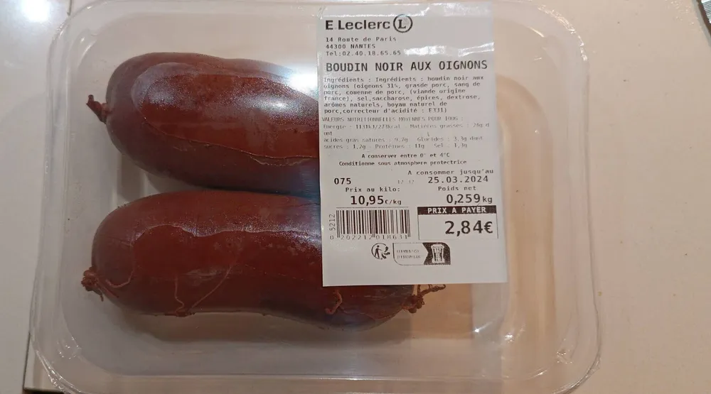 Boudin noir aux oignons
