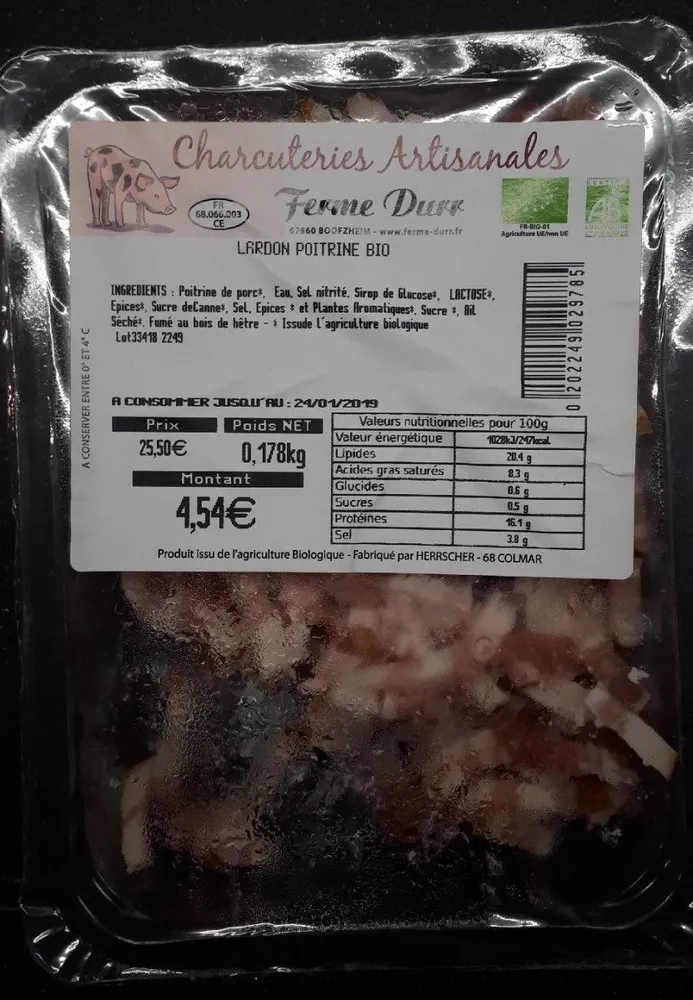 Lardons poitrine bio