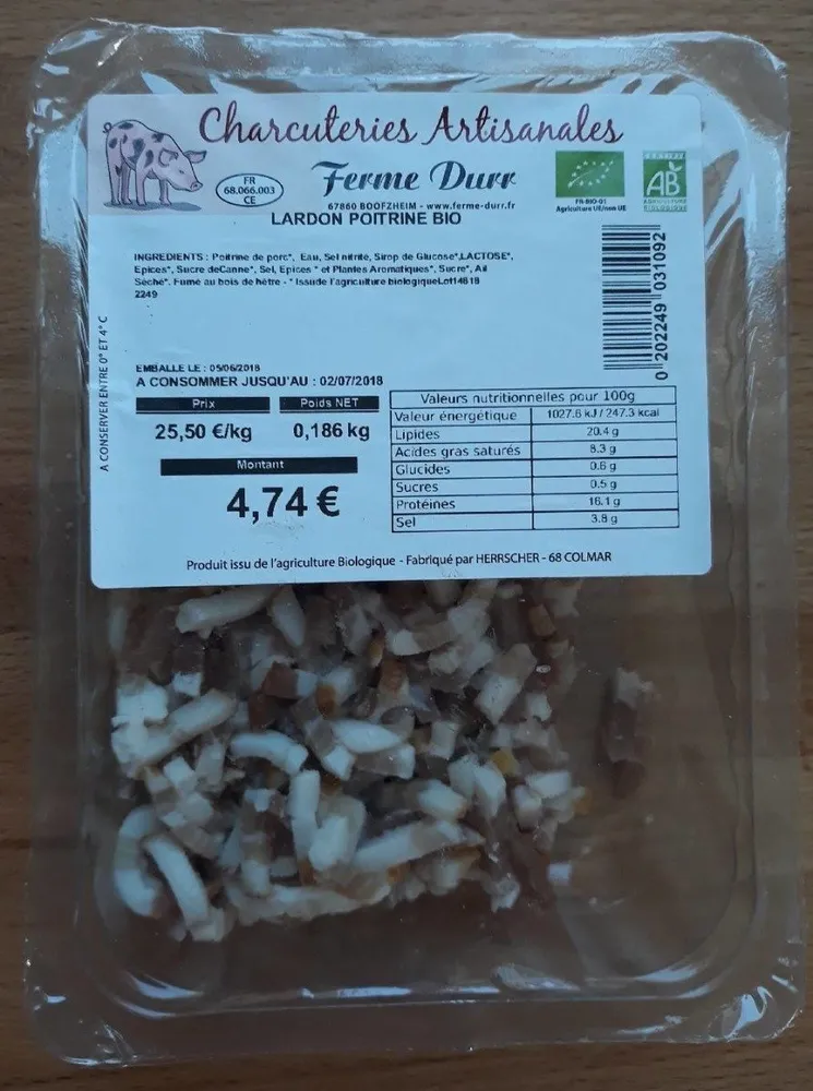 Lardon poitrine bio