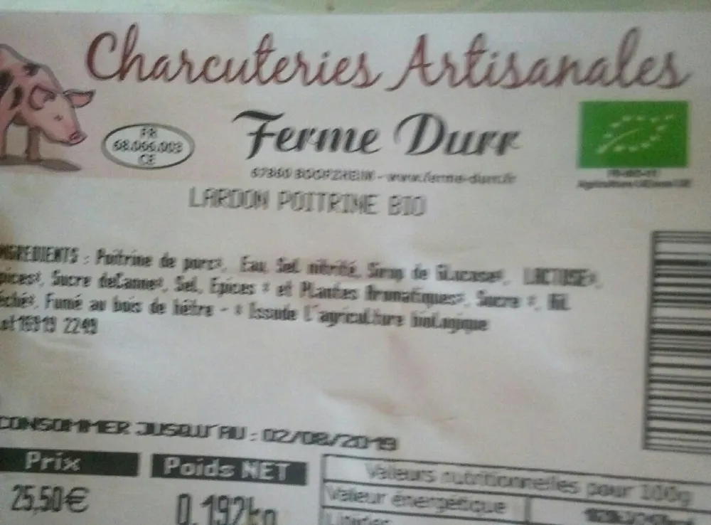 Lardons poitrine bio