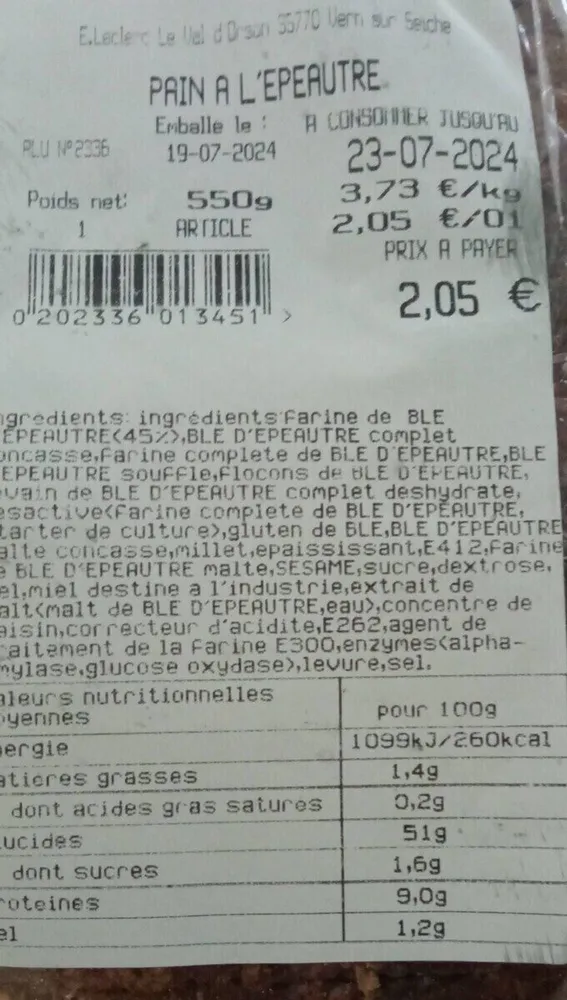 Pain à l’épeautre