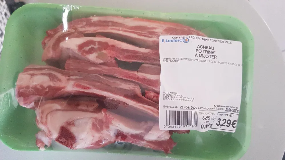 Agneau poitrine  a mijoter