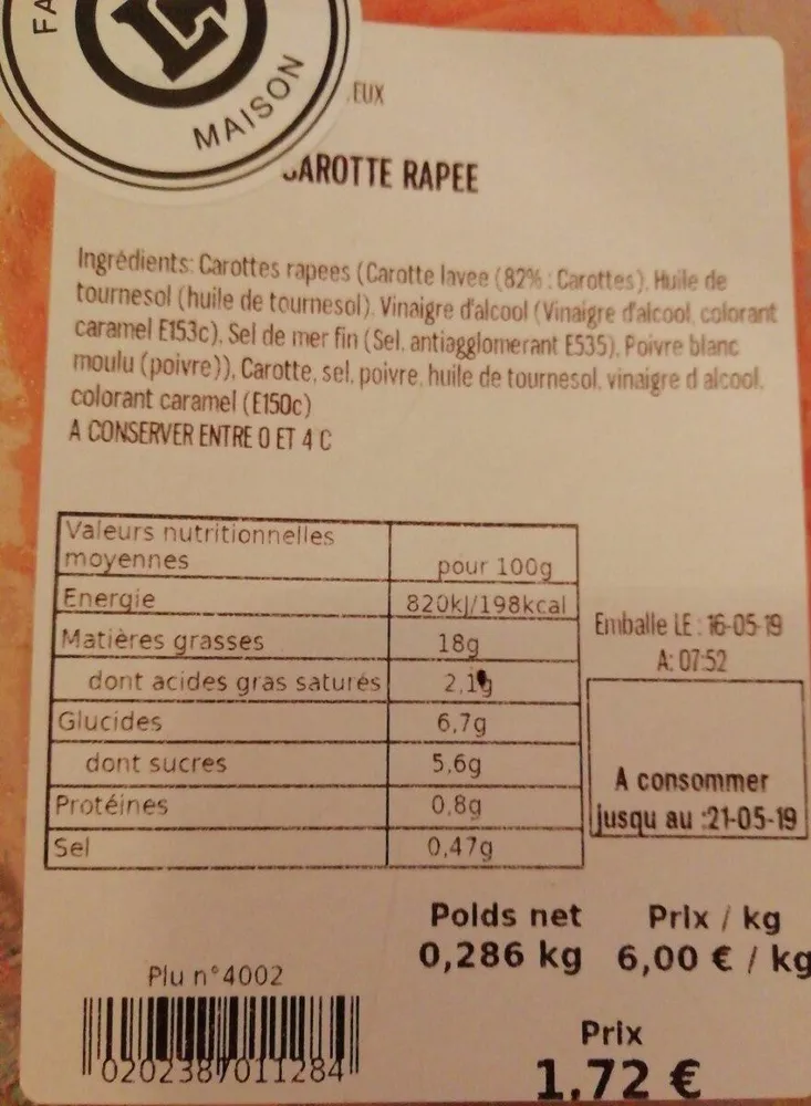 Carottes râpées