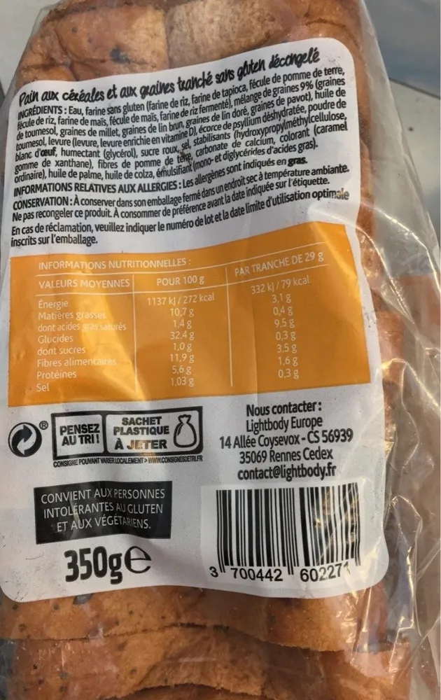 Pain aux céréales sans gluten