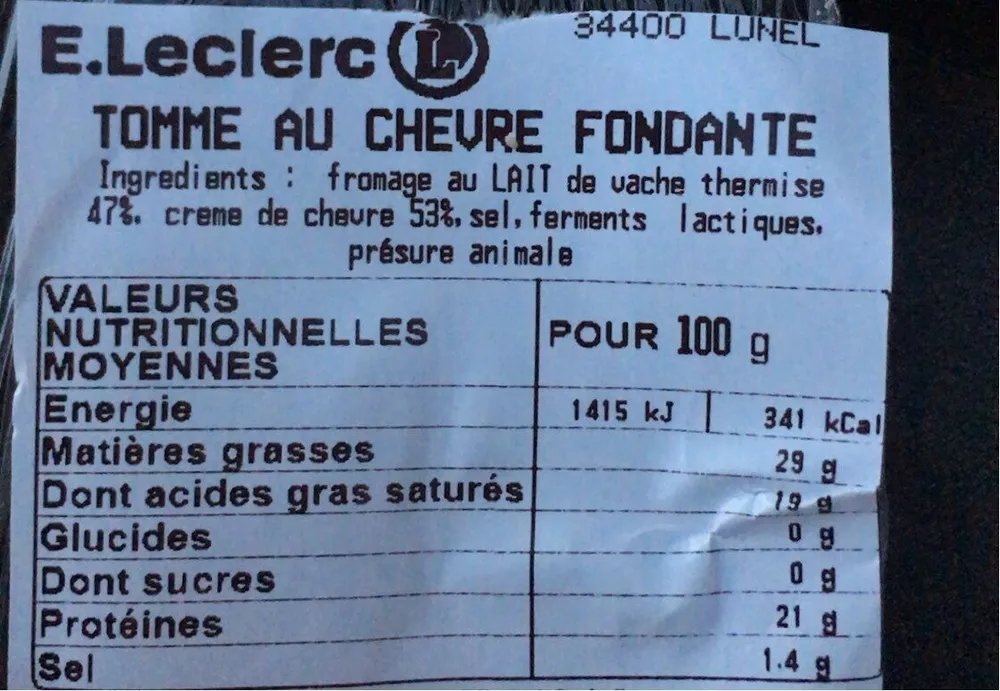 Tomme au chevre fondante