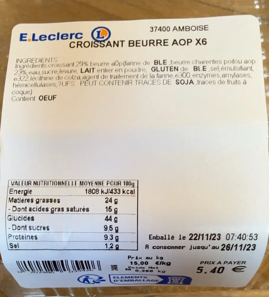 Croissant beurre AOP