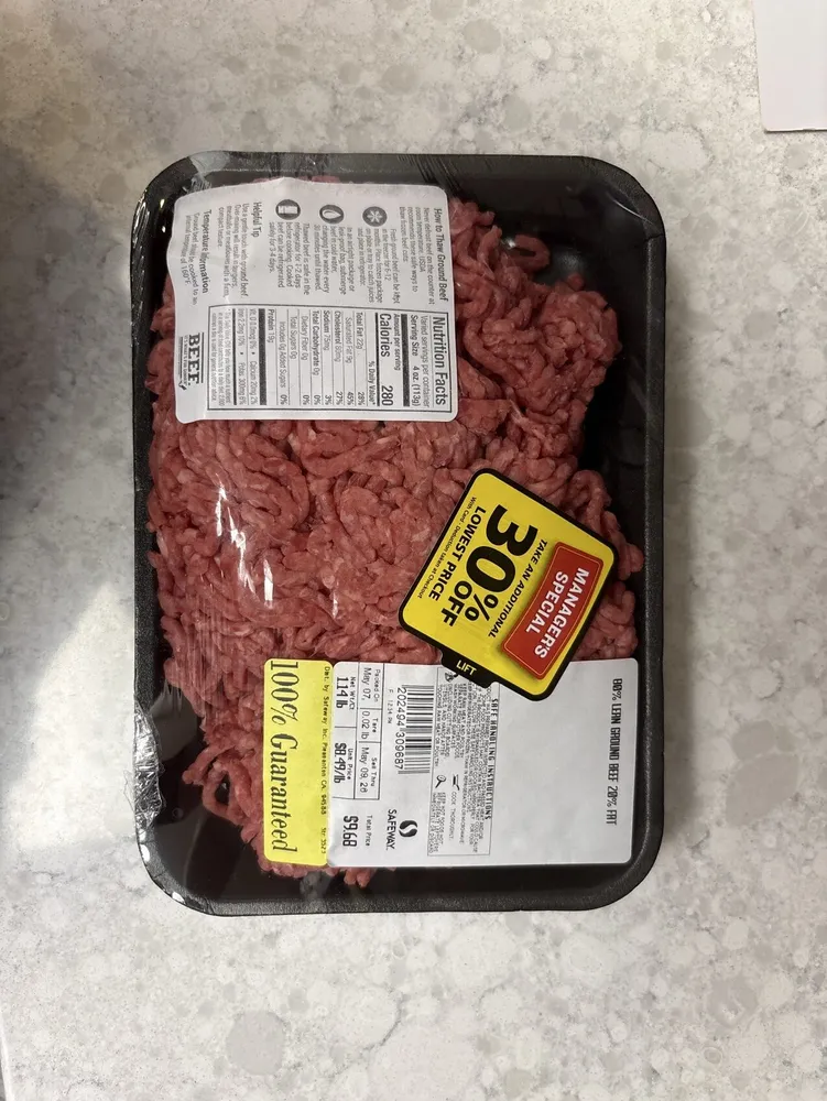80% Lean Ground Beef 20% Fat