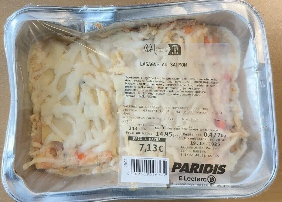 Lasagne saumon leclerc paridis