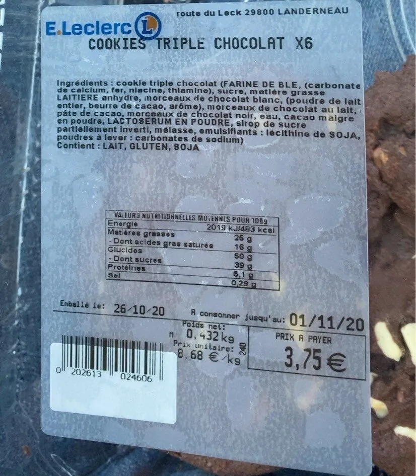 Cookie triple chocolat