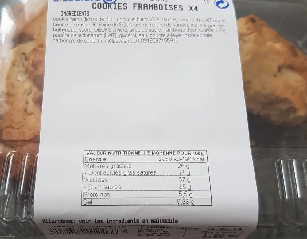 Cookies framboises x4