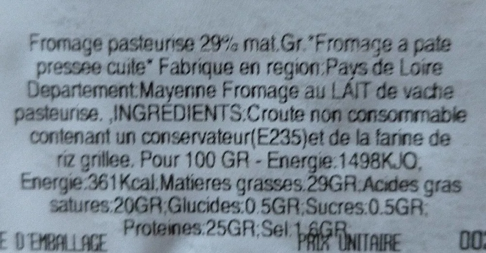 Fol épi pasteurisé 25%MG