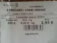 4 croissands + 4 pains au chocolat