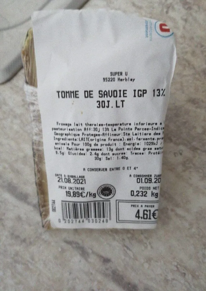 Tomme de savoie igp 13%