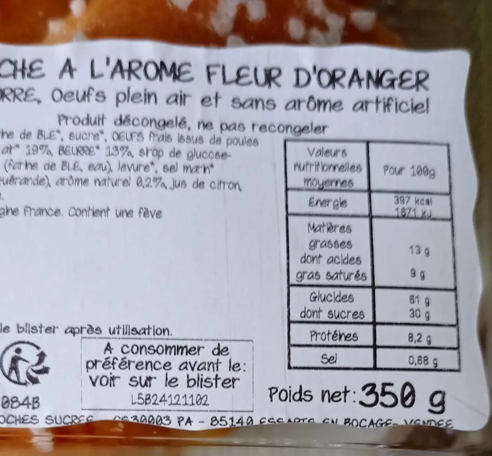 Brioche à l'arôme fleur d'oranger