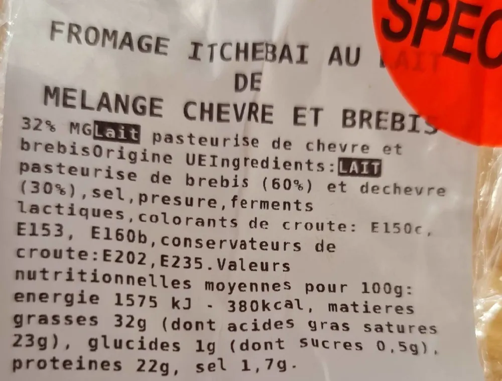 Fromage itchebai au lait de chèvre et brebis