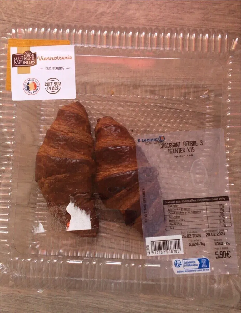 Croissant beurre 3 meunier x15