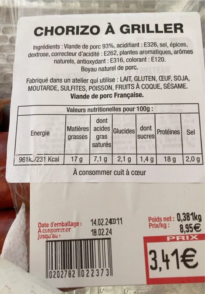 Chorizo à griller