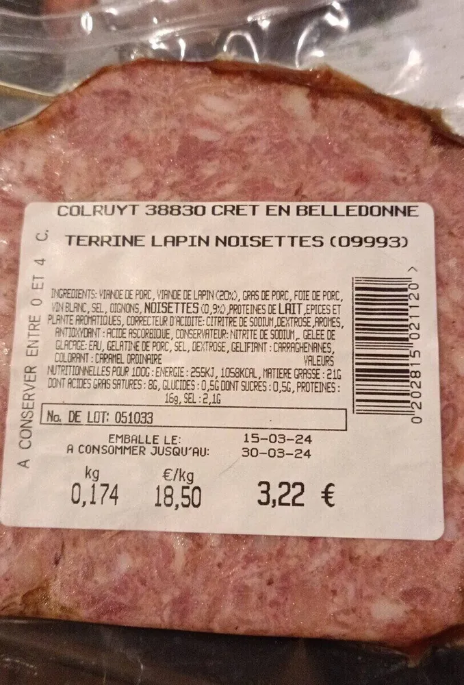 Terrine lapin noisette
