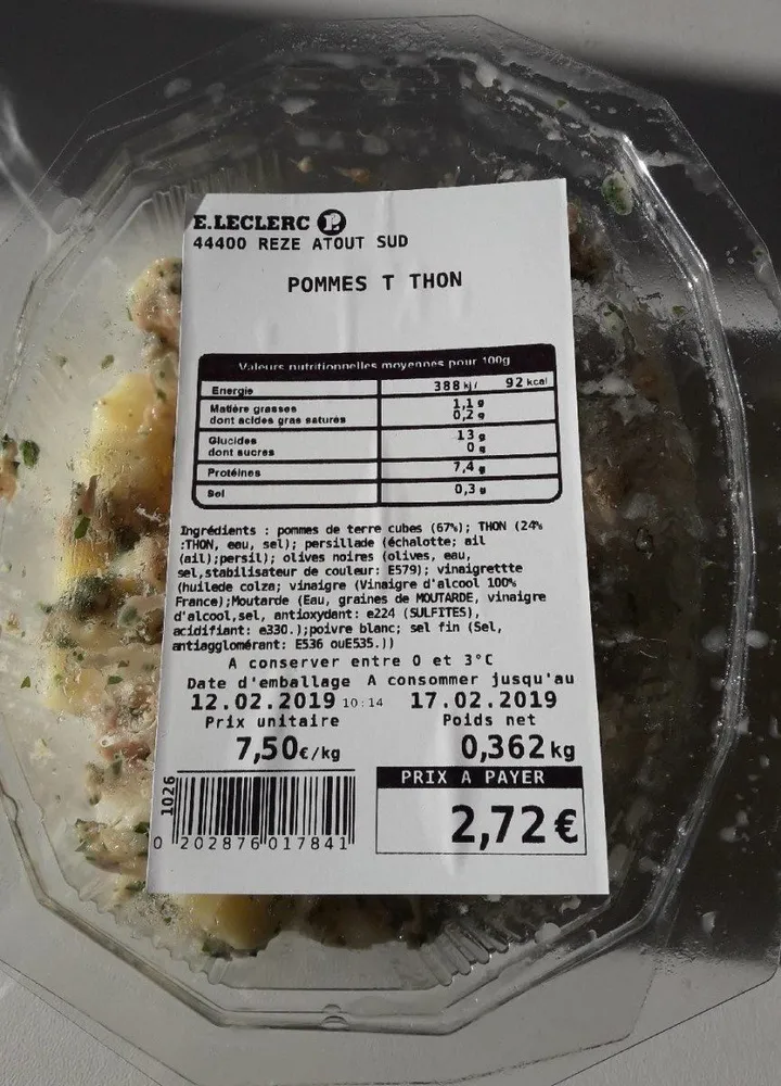 Salade PDT et thob