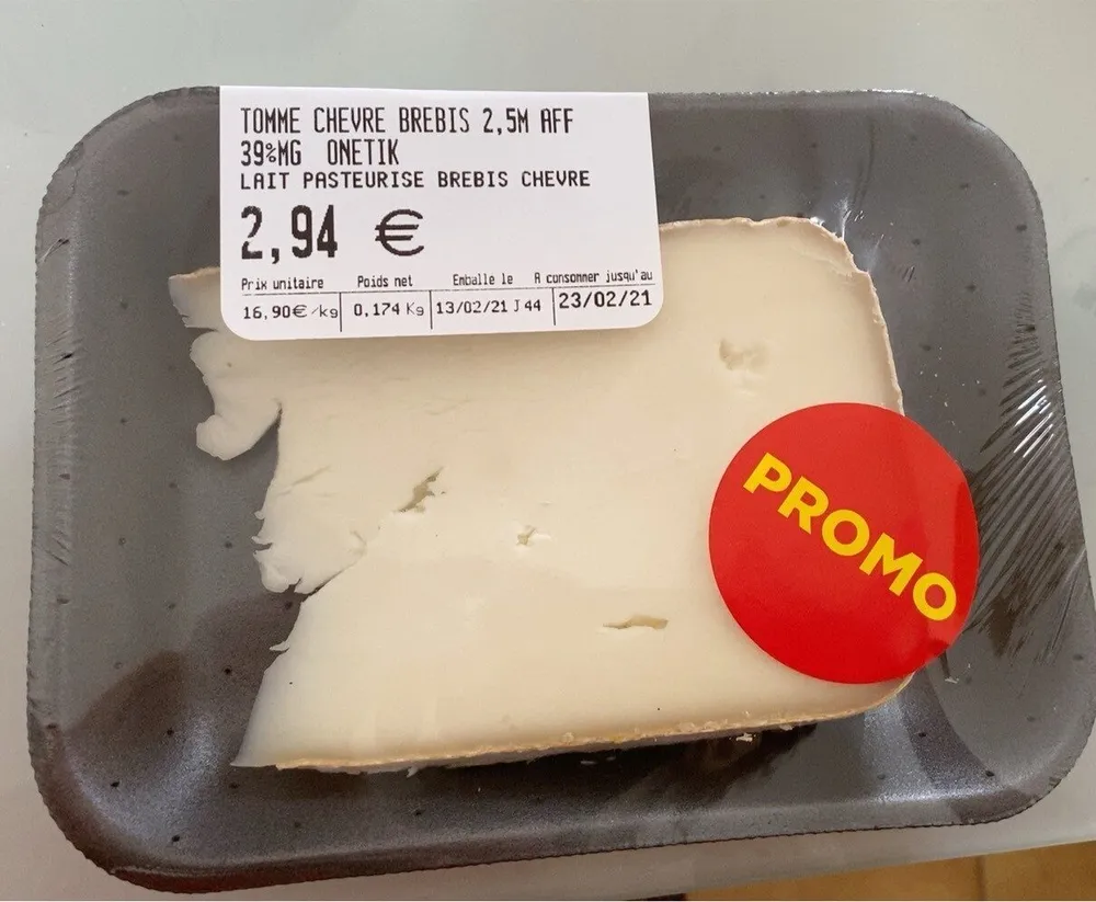 Tomme chèvre brebis 2,5mois d’affinage 39%MG