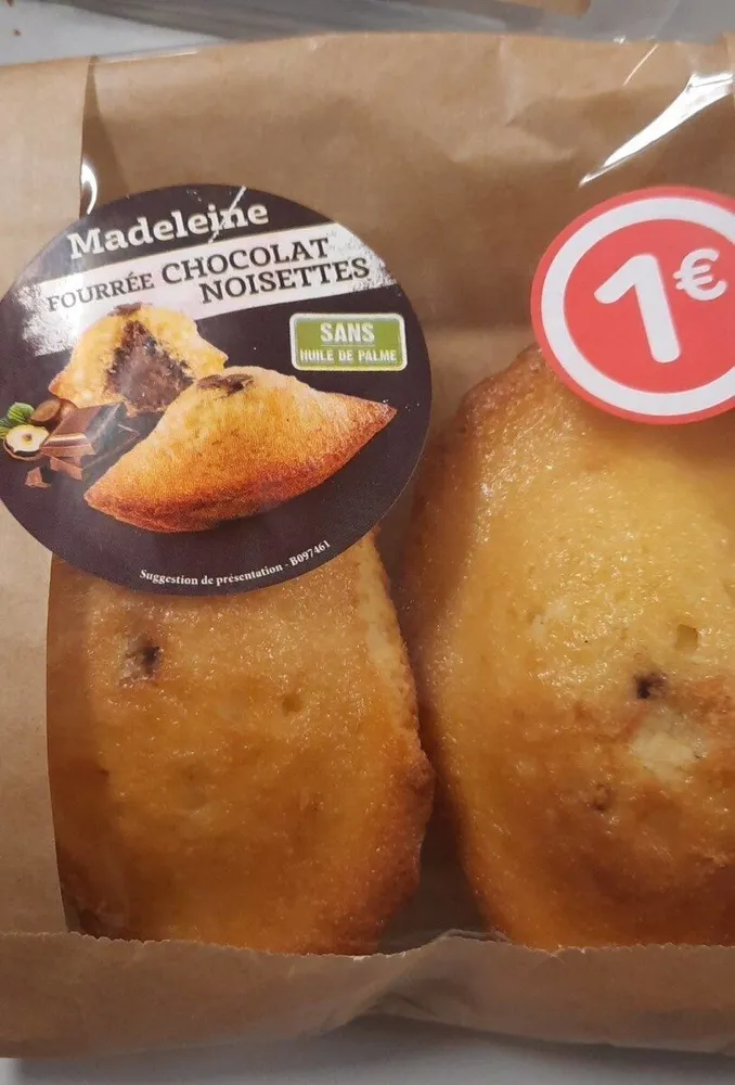 Madeleine fourrée chocolat noisettes