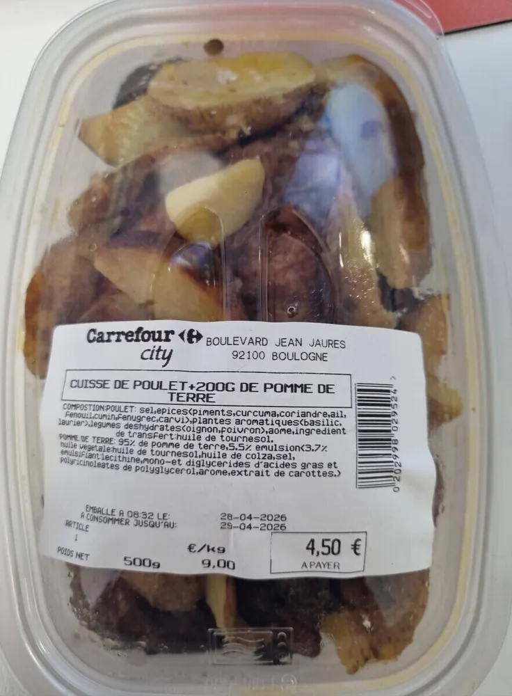 Cuisse de poulet et pommes de terre