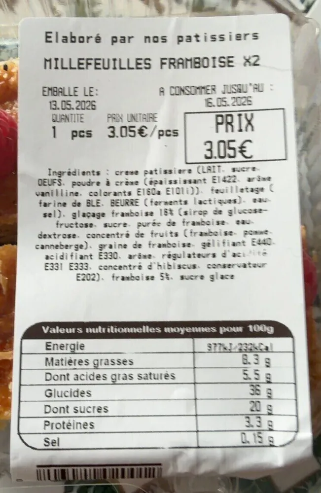 Millefeuilles framboise