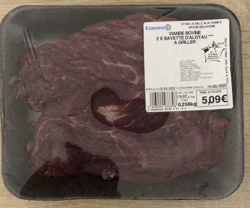 Viande Bovine 2 X Bavette d’Aloyau a griller