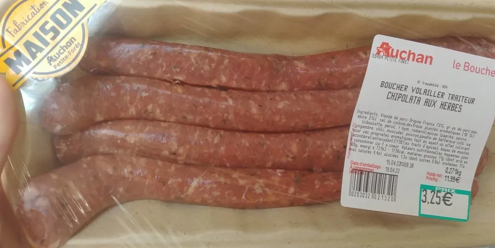 Boucher vollailler traiteur chipolata aux herbes