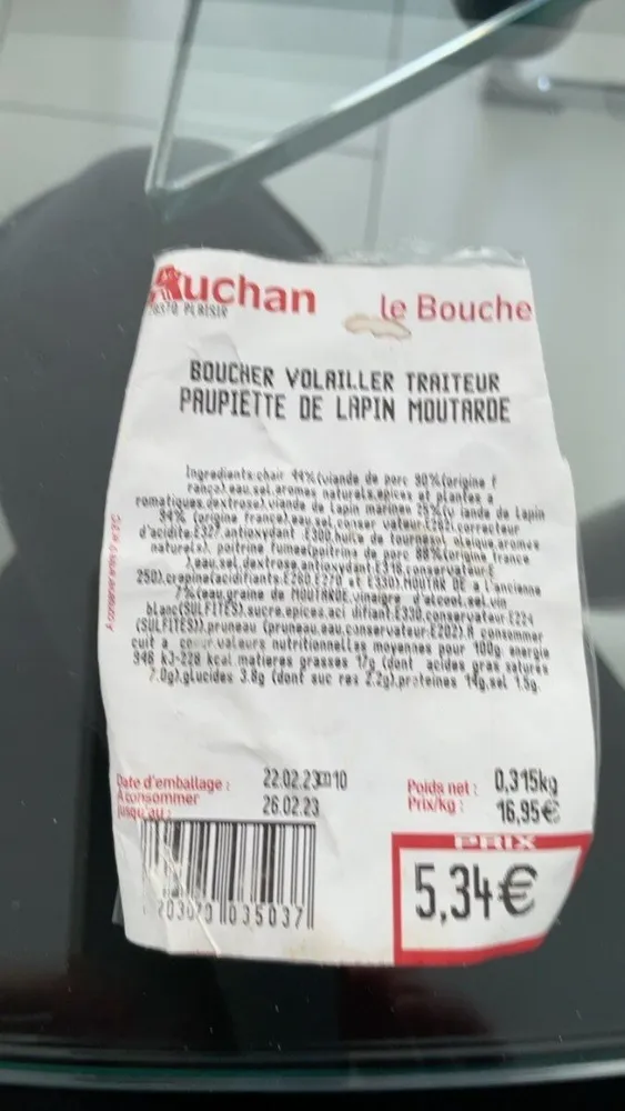 Paupiette de lapin moutarde