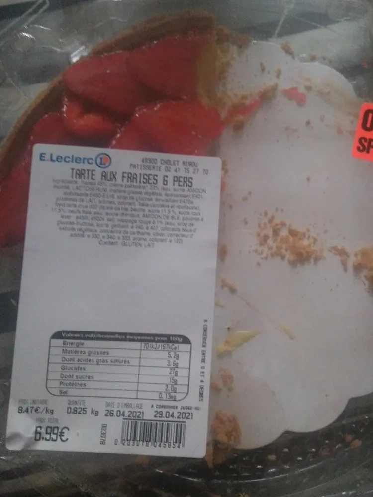 Tarte aux fraises 6 pers