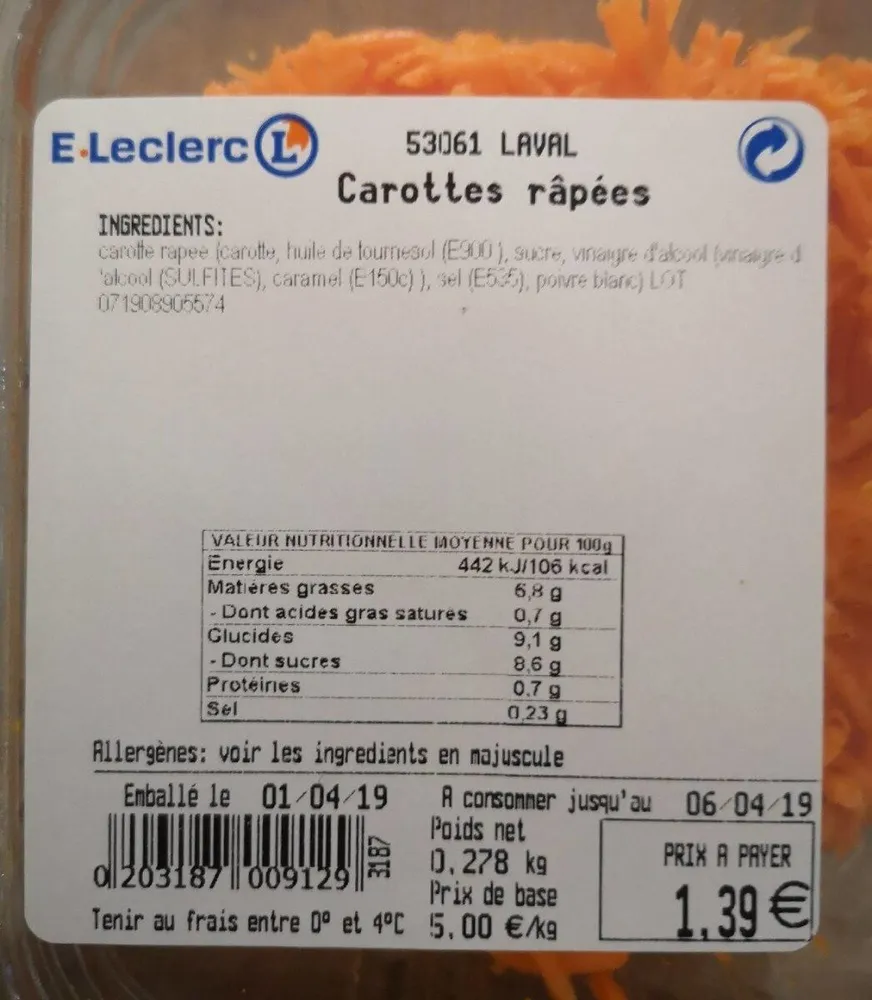Carottes râpées