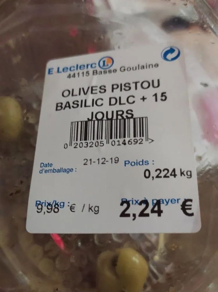 Olives pistou basilic
