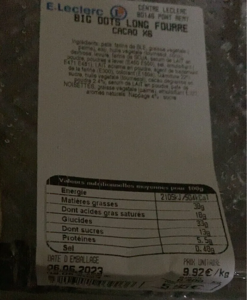 Big dots long fourre cacao x6