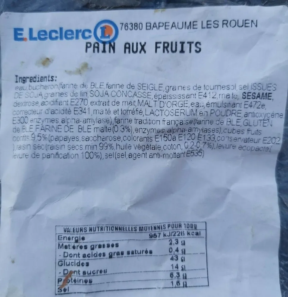 Pain aux fruits