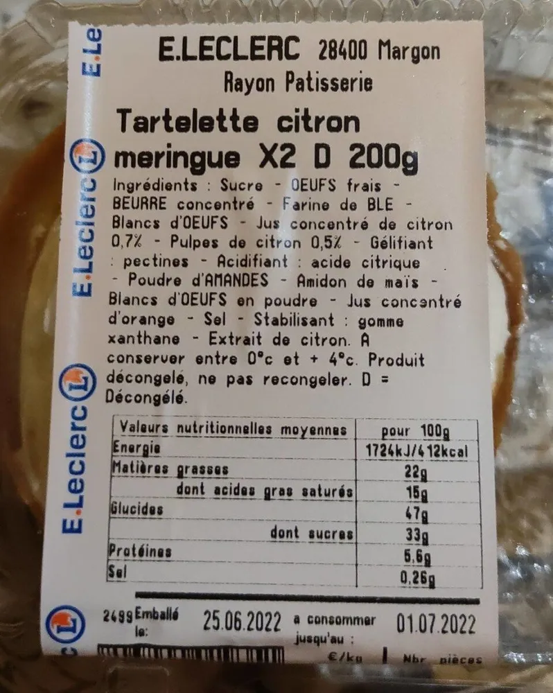 Tartelette citron meringue