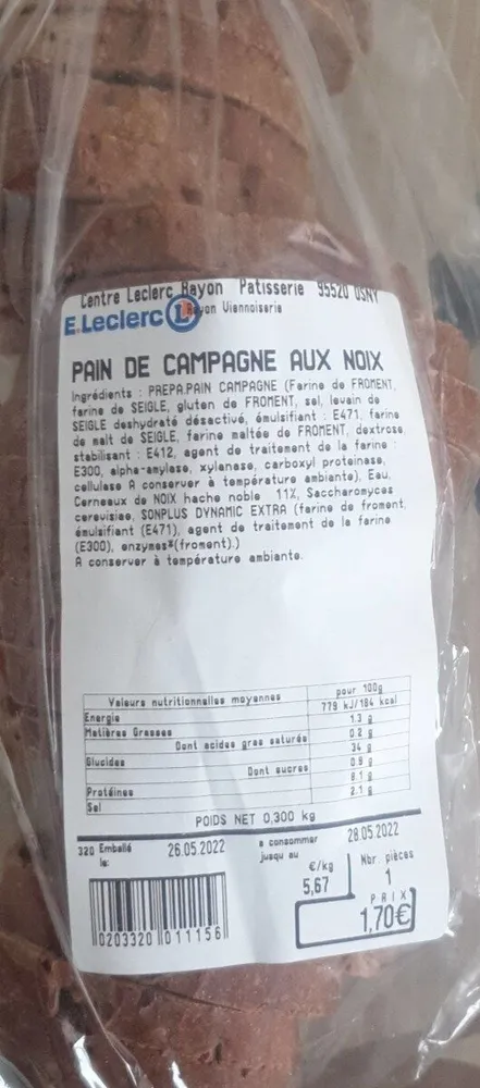 Pain de campagne aux noix