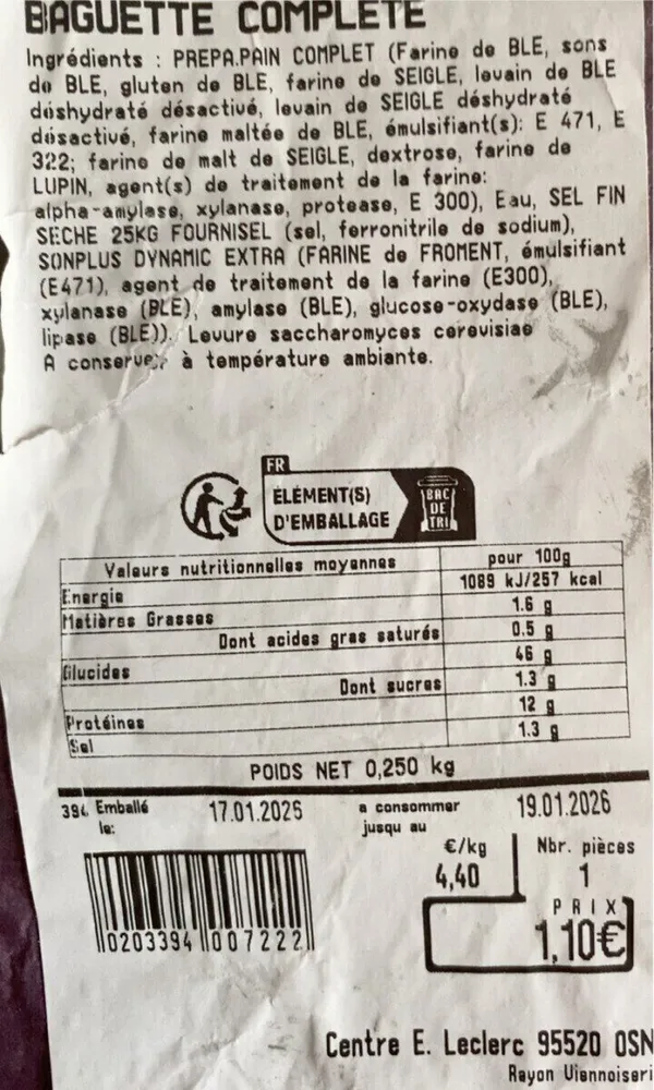 Baguette complète