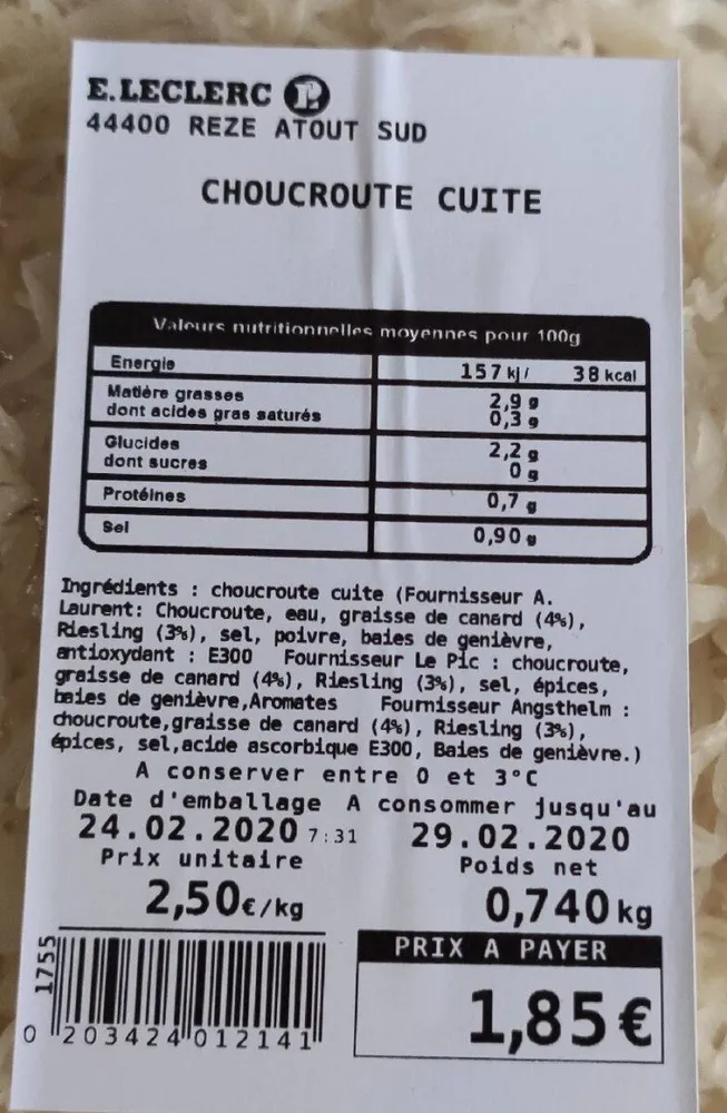 Choucroute cuite